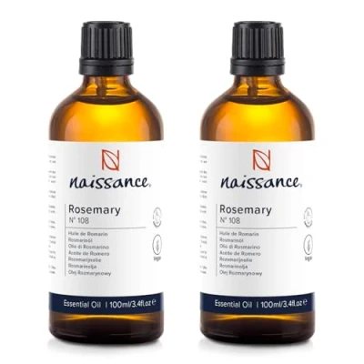 Image of Naissance Rosemary Essential Oil (No. 108) 200ml (2x100) Pure, Natural, Steam Distilled and Undiluted for Aromatherapy &amp; Diffusers