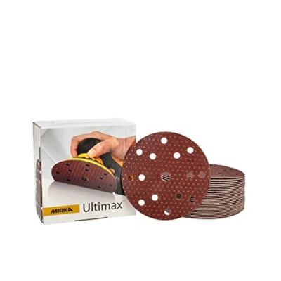 Image of Mirka Ultimax Sanding paper Ø 150mm Grip 15 hole / grit P80 50 pcs For eccentric and machines of soft hard wood, mineral materials, old varnish UC61105080