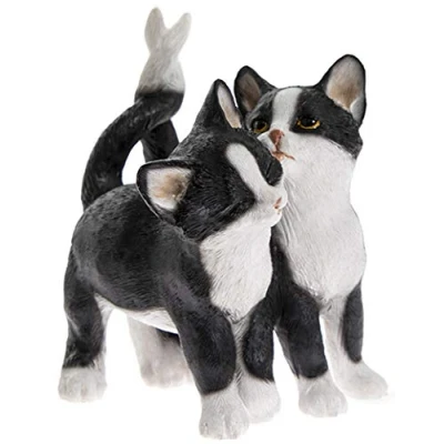 Image of Black and White Twin Kittens Figurine With Intertwining Tails, Cat Studies By The Leonardo Collection, 8x7cm Approx