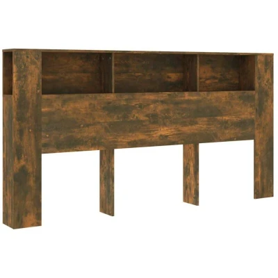 Image of vidaXL Headboard Cabinet Smoked Oak 200x18.5x104.5 cm