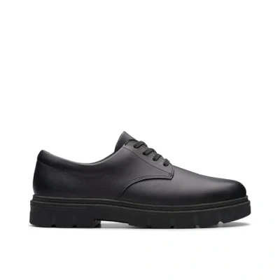 Image of Clarks Lorcam Loop Y Oxford Flat, Black Leather, 5 UK