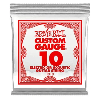 Image of Ernie Ball GuitarStrings, 6 Pack of 0.10 Custom Light, High Carbon Steel for Acoustic and Electric Guitars