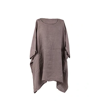 Image of LushStyleUK New Ladies Italian Plus Size Plain Linen Tunic Top Women Lagenlook (Mocha)