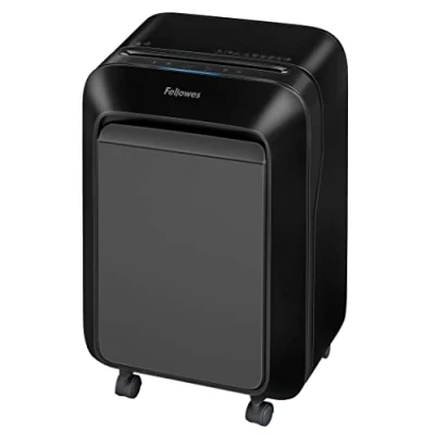 Image of Fellowes 16 Sheet Paper Shredder for Office Use 100% Jam Proof Mini Cut LX210 Shreds 20 Minutes Powershred with Large 23 Litre Pull Out Bin DIN Level P4 Black