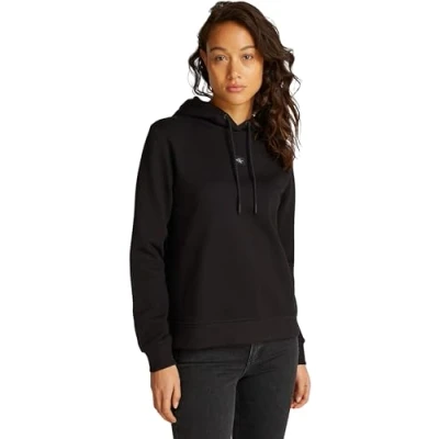 Image of Calvin Klein Jeans Label Regular Hoodie Sweatshirt, Women&#039;s, Size: Large, Black