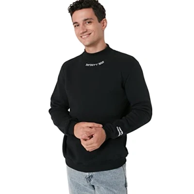 Image of Trendyol Man Regular fit Basic Crew neck Knitted Sweatshirt Schwarz