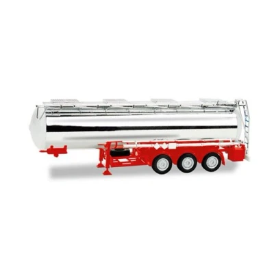 Image of herpa 076456 002 Felt Tanker Trailer, Chemical Chrome, 32m3, Red