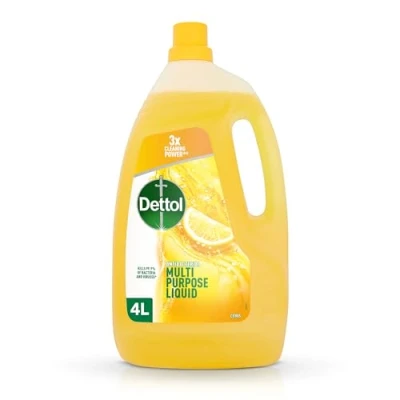 Image of Dettol Multi Purpose Cleaner, Citrus, 4L, Floor Cleaner Liquid, Grease Remover, Kitchen Bin Sink Kills 99.9% of Germs, Antibacterial, Disinfectant, Household Cleaners