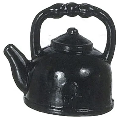 Image of Melody Jane Dolls House Miniature Kitchen Accessory Black Kettle 5115