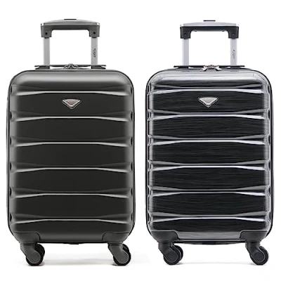 Image of Flight Knight Suitcase Set of 2 Lightweight 4 Wheel ABS Hard Case Cabin Carry On Hand Luggage Approved for Over 100 Airlines Including easyJet, British Airways, Ryanair &amp; Many More 55x35x20cm