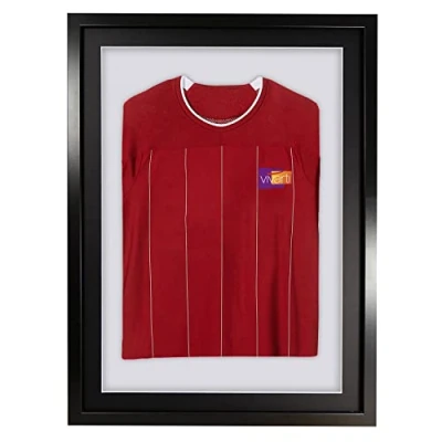 Image of Vivarti DIY Junior 3D Mounted Sports Shirt Display Frame for Football Shirt, Rugby Band T Shadow Box 50 x 70cm Black Frame, Mount, White Backing Card