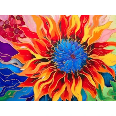Image of &quot;Firelit Dahlia’s Dance&quot; A 1000 Piece Jigsaw Puzzle by Cross &amp; Glory