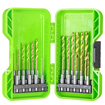 Image of Greenworks Drill bits HSS 135 Hexagonal (extensive Set of 22 1.5 mm to 8 with tin Coating Compatible All Drills and Cordless Screwdrivers)