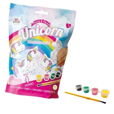 Image of Quickdraw Supplies Make Mould &amp; Paint Your Own Unicorn Plaster Figures Craft Activity Toy