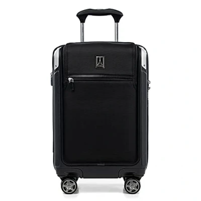 Image of Travelpro Platinum Elite TSA Lock Hard Shell Case with Swivel Wheels, Polycarbonate Suitcase, Black (Shadow Black), Compact Carry on Laptop Pocket 20 Inch,