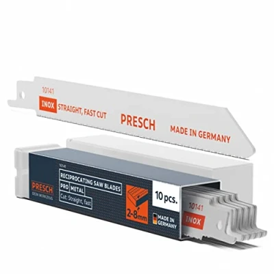 Image of Presch reciprocating saw blades metal and stainless steel 10 pcs (2 8mm) 8% cobalt for steels Universal shaft set incl. box