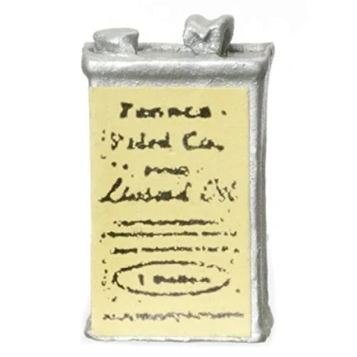 Image of Melody Jane Dolls House Linseed Oil Can Miniature Handyman Garden Shed Garage Accessory