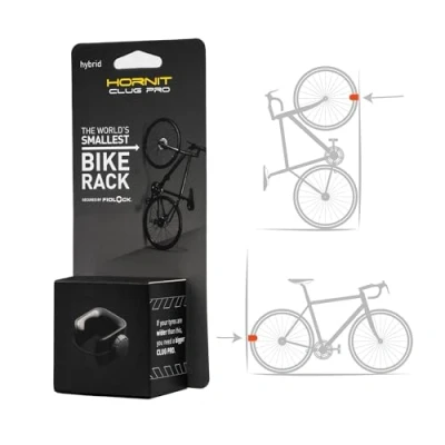 Image of Hornit CLUG PRO Bike Rack Wall Mount Hooks Bicycle Storage Cycle Holder Secured by FIDLOCK Strap 5 Sizes Easy To Install hybrid