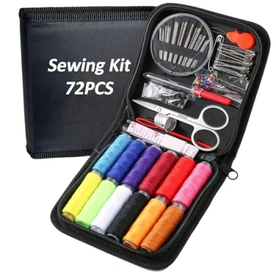 Image of Travel Sewing Kit 72pcs Needle and Thread Kit, Portable Mini Supplies for Beginner Kids Home Emergency Use