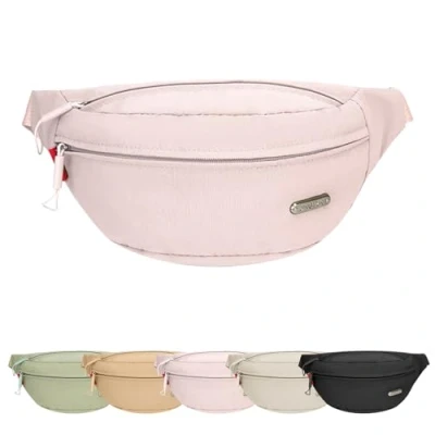 Image of Mayoii Lightweight Bum Bag for Travel Sport Hiking Stylish Bumbags Ladies and Men Water Resistant Fanny Pack Women Adjustable Waist Belt (1, Pink, One Size)