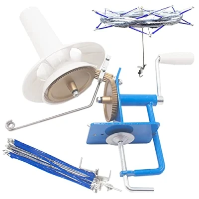 Image of LAMXD 10 oz Ball Winder and Blue Yarn Swift