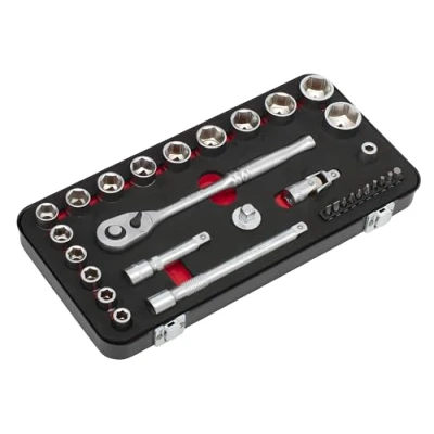 Image of Sealey Socket Set 3/8&quot;Sq Drive 31pc Premier Platinum Series