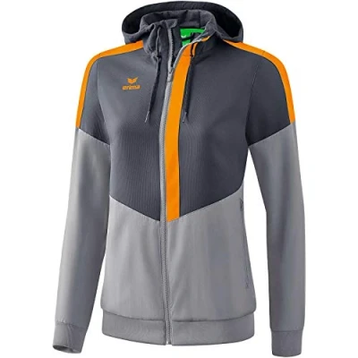 Image of Erima Squad Track Top Jacket with Hood Slate Grey/Monument Grey/New Orange, 42