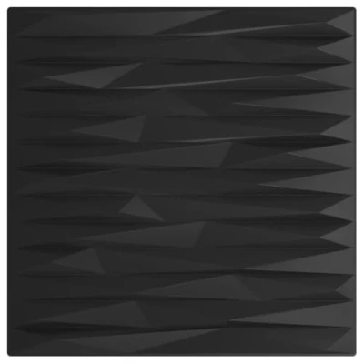 Image of vidaXL Black Stone Pattern EPS Wall Panels (48 pcs, 50x50cm) Easy to Clean, Cut Fit, Water Resistant for Home and Commercial Spaces