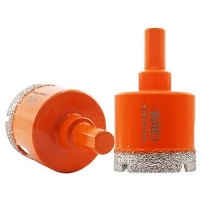 Image of BGTEC Diamond Core Drill Bits, 2pcs 38mm Triangle Shank Hole Saw Bits for Ceramic Porcelain Tile Marble Granite Stoneware Quartz Vacuum Brazed Bit 65mm Length