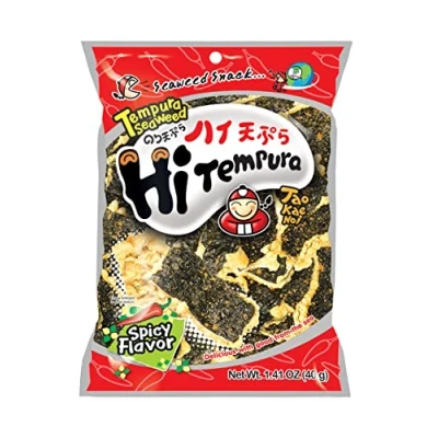 Image of Tao Kae Noi Hi Tempura Seaweed Spicy Snacks Packets, 6 Count