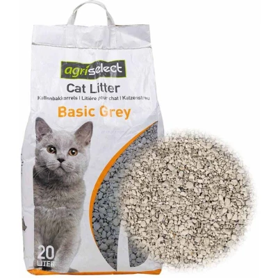 Image of vidaXL Cat Litter Bentonite 20L Coarse Grit, Grey, High Absorbency &amp; Baby Powder Scent, Natural Clay Pet Care, Easy Clean Clumping Litter, Odor Neutralizing