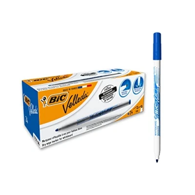 Image of BIC Velleda 1721 Whiteboard Pens Blue, Box of 24