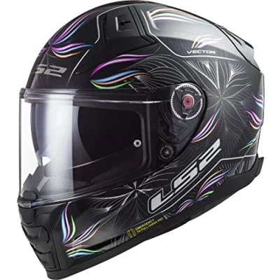 Image of LS2 Full Face Motorcycle Helmet. Vector II Road Touring Motorbike Lid. FF811. ECE22.06 Tropical Black White M