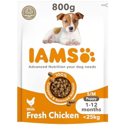 Image of IAMS Complete Dry Dog Food for Puppy Small and Medium Breeds with Chicken 800 g