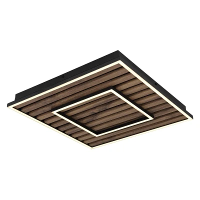 Image of Woody 45cm Integrated LED Semi Flush Ceiling Light Matt Black 3000K