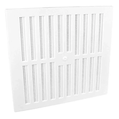Image of 9&quot; x White Plastic Adjustable Hit and Miss Air Vent Grille with Flyscreen Cover, Overall Size 11.25&quot; 10.5&quot;