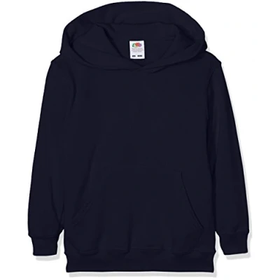 Image of Fruit of the Loom Boy&#039;s Pull over Classic Long Sleeve Hooded Sweat, Deep Navy, 7 8 Years (Manufacturer Size: 128)