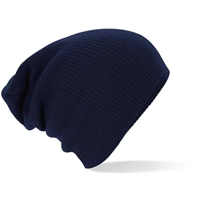 Image of Beechfield Slouch Beanie Elegant Design Soft Ribbed Knit French Navy