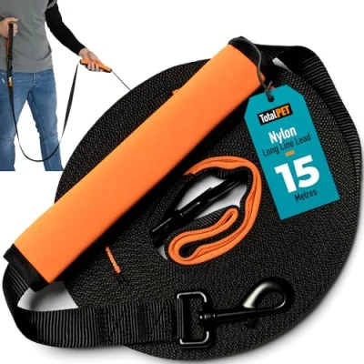 Image of Total Pet 15m Training Lead For Dogs &amp; Puppy Long Line Leash With Control Handle Recall/Obedience