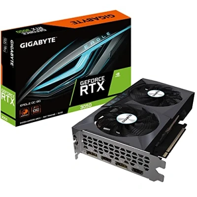 Image of Gigabyte NVIDIA GeForce RTX 3050 EAGLE OC Graphics Card 8GB GDDR6, 128 bit, PCI E 4.0, 1792MHz Core Clock, 1x DP 1.4, 1 x HDMI 2.1, Ampere GV N3050EAGLE 8GD