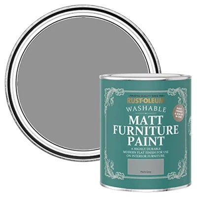 Image of Rust Oleum Grey Furniture Paint in Matt Finish Pitch 750ml