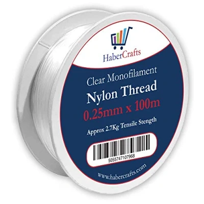 Image of 0.25mm Clear Nylon Thread Invisible String Non Stretch Fishing Wire Transparent Plastic Sewing For Hanging Decorations Craft Party Balloon Arch Beading &amp; Jewellery Making Approx Tensile Strength 2.7kg (0.25mm x 100m 1 Spool)