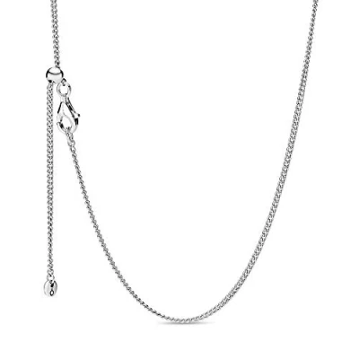 Image of PANDORA Moments Women&#039;s Sterling Silver Curb Chain Necklace, 60cm, No Box