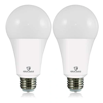 Image of Great Eagle 50/100/150W Equivalent 3 Way A21 LED Light Bulb 3000K Soft White Color (2 Pack)