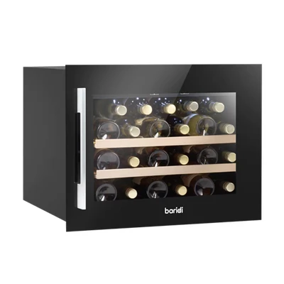 Image of Baridi 60cm Built In 28 Bottle Wine Cooler with Beech Wood Shelves and Internal LED Light, Black DH205