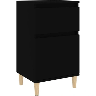 Image of vidaXL Bedside Cabinet Elegant, Durable Design with Ample Storage Engineered Wood Construction Ideal for Bedroom Black, Dimensions: 40x35x70 cm