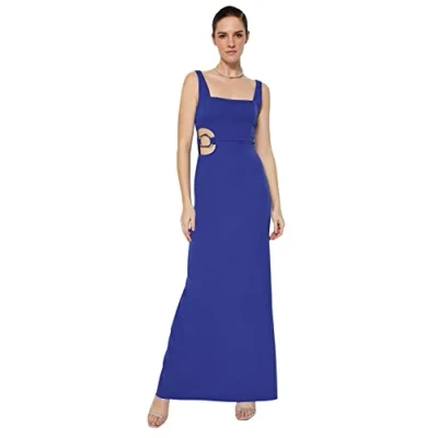 Image of Trendyol Women Shift Fitted Woven Evening Dress,Sax,38