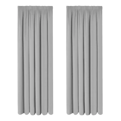 Image of Oxford Homeware Blackout Pencil Pleat Curtains for Bedroom Super Soft Curtain Thermal Insulated 2 Panels Light Grey Wide 66x54 Inch Length with Tie Backs