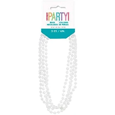 Image of Unique 78368 Plastic Pearl Bead Necklaces Pack of 2, White