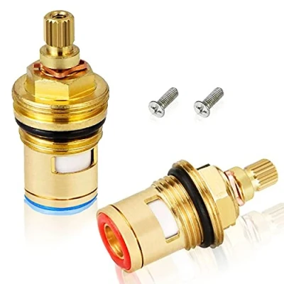 Image of WJMY Replacement Tap Heads 1/2&quot; Ceramic Cartridge Brass Valve for Bathroom Kitchen (1 Pair Hot &amp; Cold)